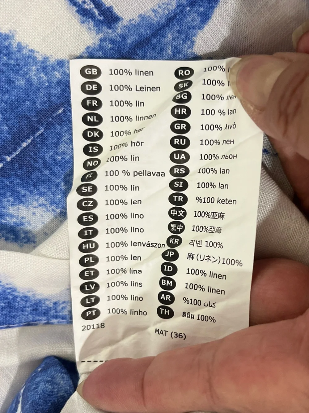 IKEA 100% Linen Tie Dye Euro Pillow Sham • Limited Edition 2019 • NWOT